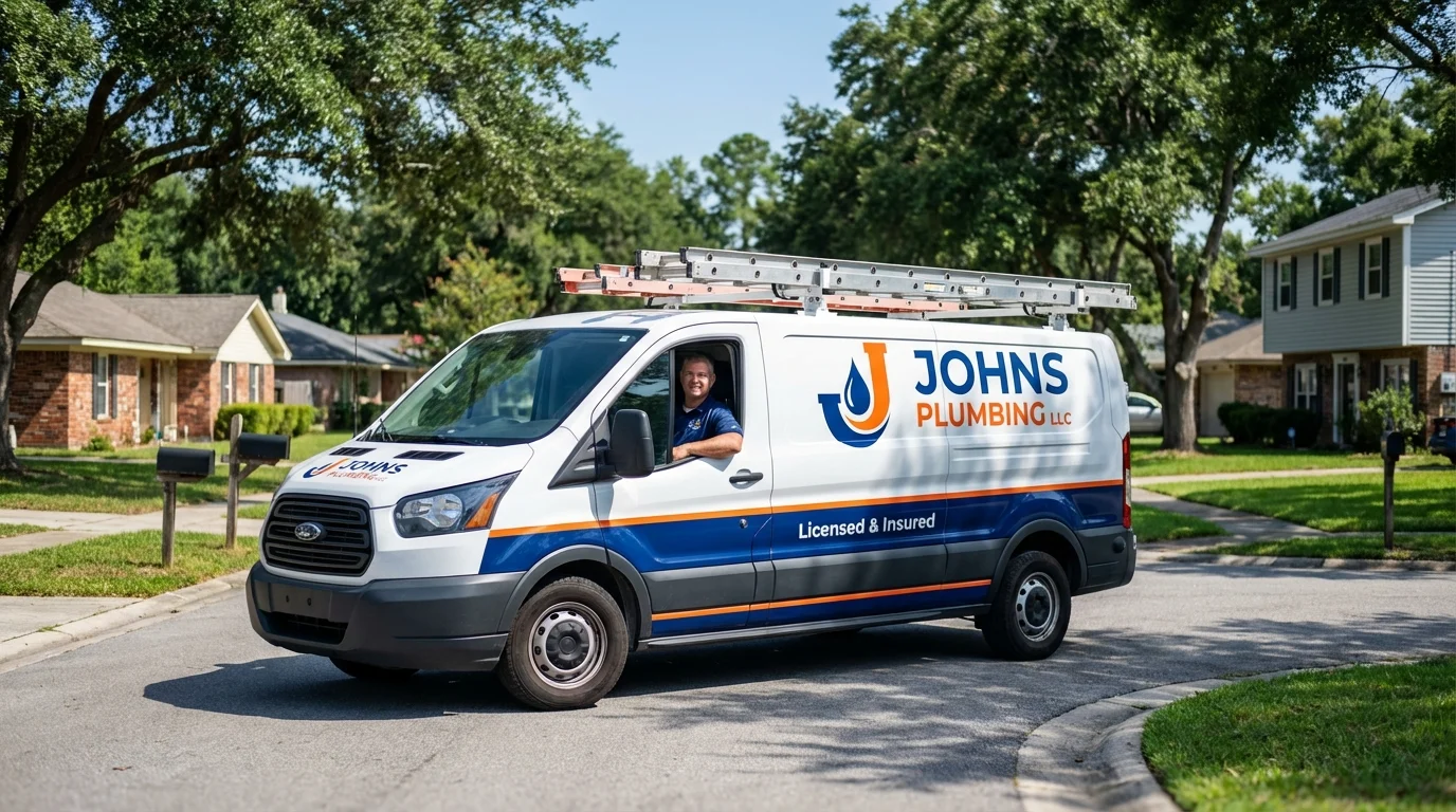 Johns Plumbing LLC service van in Pickens, MS