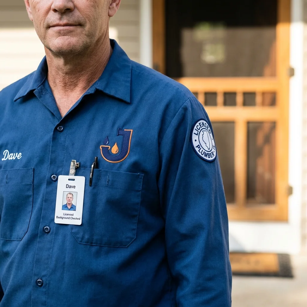 Licensed plumber showing ID badge in Pickens, MS