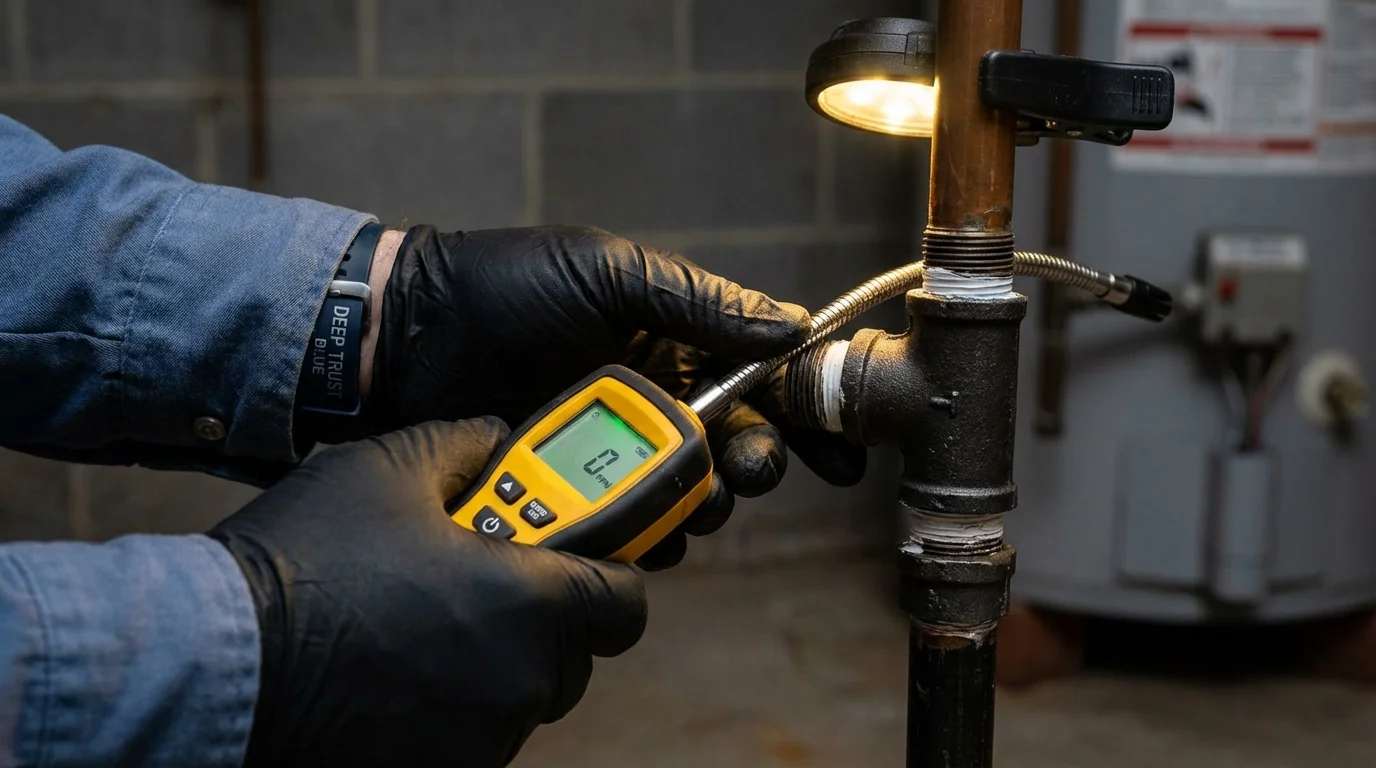 Gas leak detection with electronic sniffer by Johns Plumbing LLC in Pickens